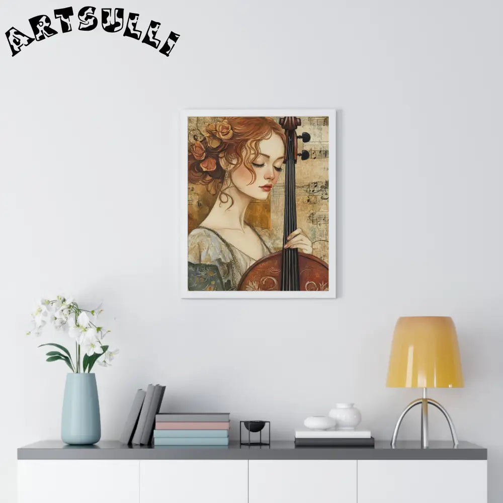 Woman Playing Cello Wood-Framed Poster, Artsulli - Art is Long, Life is Short, Poster, , , , , , , 
