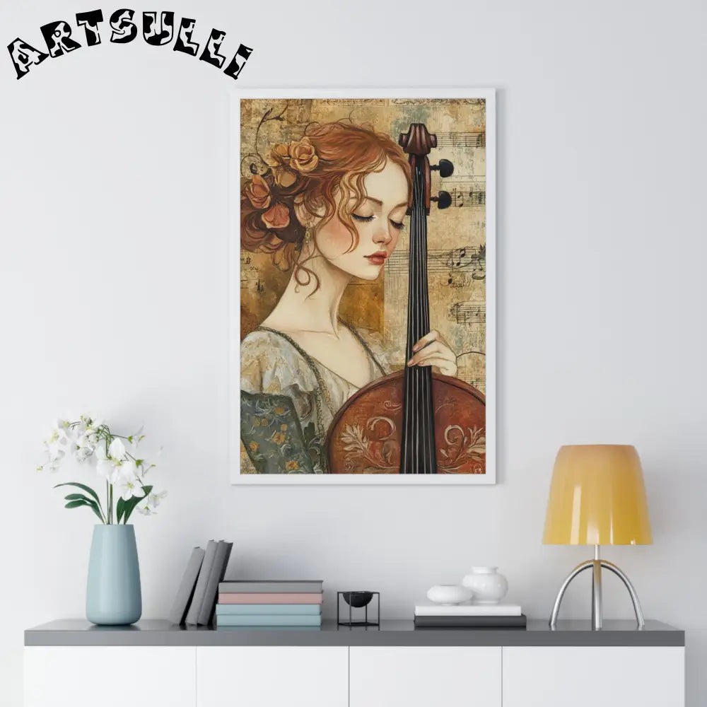 Woman Playing Cello Wood-Framed Poster, Artsulli - Art is Long, Life is Short, Poster, , , , , , , 