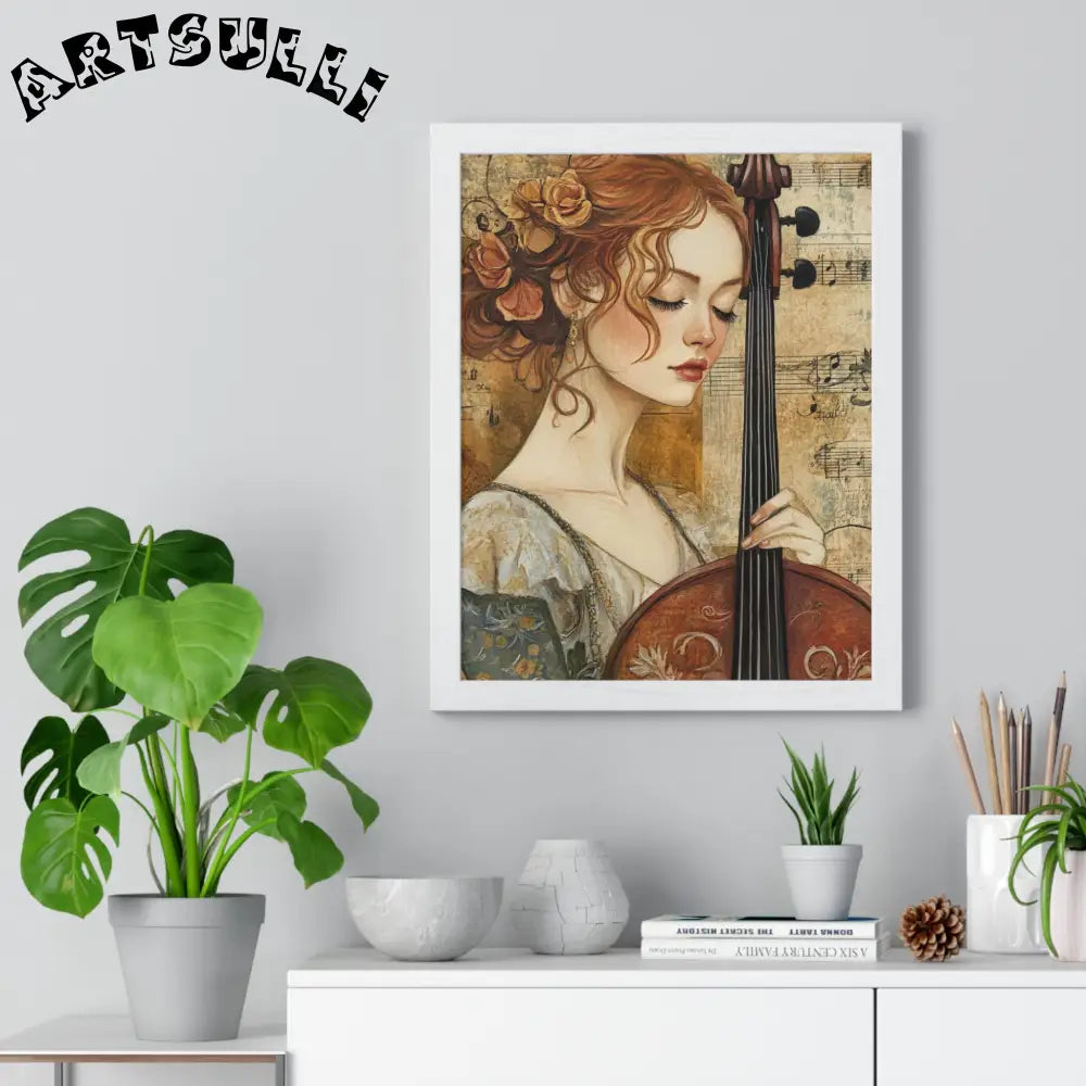 Woman Playing Cello Wood-Framed Poster, Artsulli - Art is Long, Life is Short, Poster, , , , , , , 