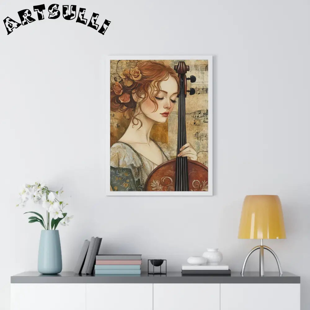 Woman Playing Cello Wood-Framed Poster, Artsulli - Art is Long, Life is Short, Poster, , , , , , , 