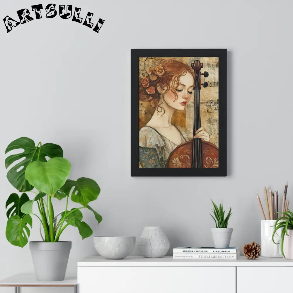 Woman Playing Cello Wood-Framed Poster, Artsulli - Art is Long, Life is Short, Poster, , , , , , , 