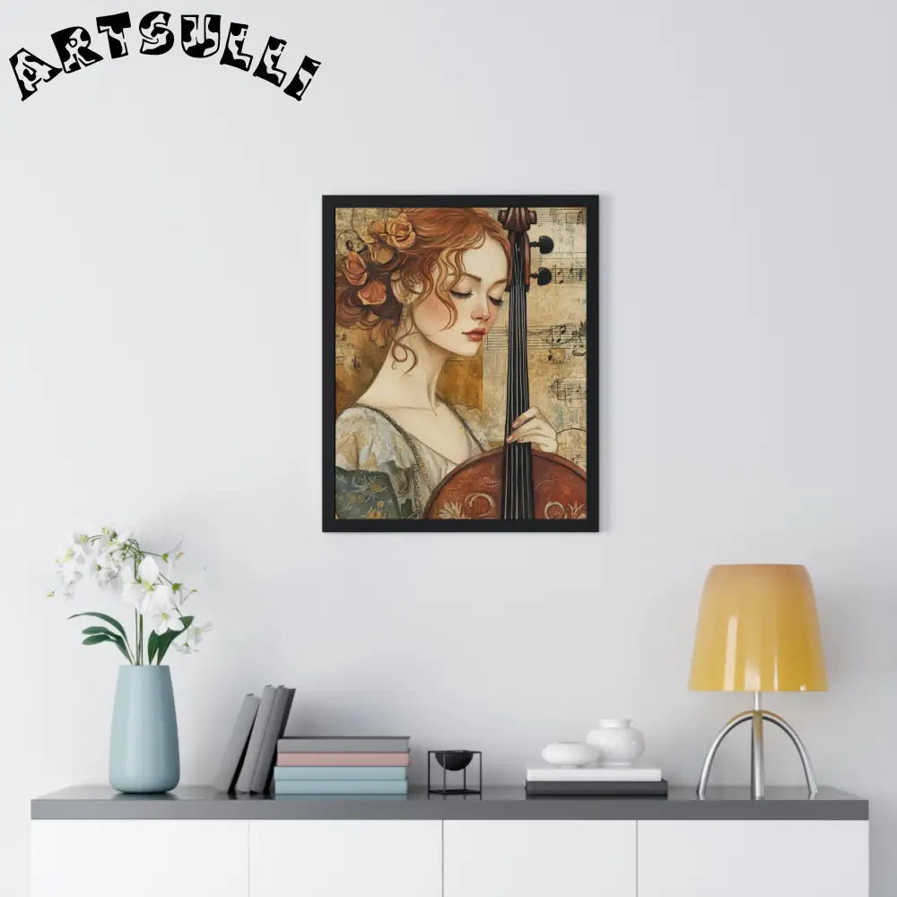 Woman Playing Cello Wood-Framed Poster, Artsulli - Art is Long, Life is Short, Poster, , , , , , , 