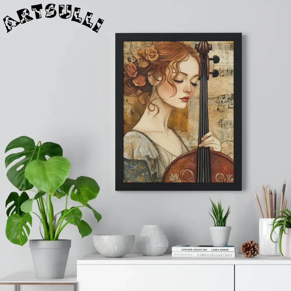 Woman Playing Cello Wood-Framed Poster, Artsulli - Art is Long, Life is Short, Poster, , , , , , , 