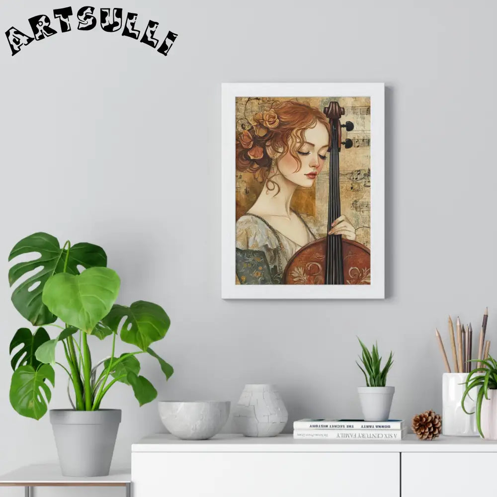 Woman Playing Cello Wood-Framed Poster, Artsulli - Art is Long, Life is Short, Poster, , , , , , , 