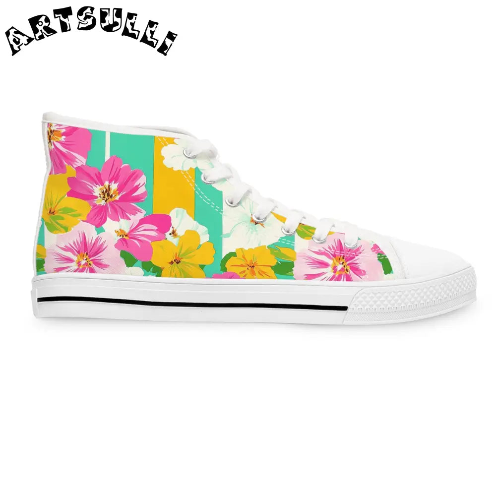 Women Floral Canvas High Top Sneakers, Artsulli - Art is Long, Life is Short, Shoes, , , , , , , 
