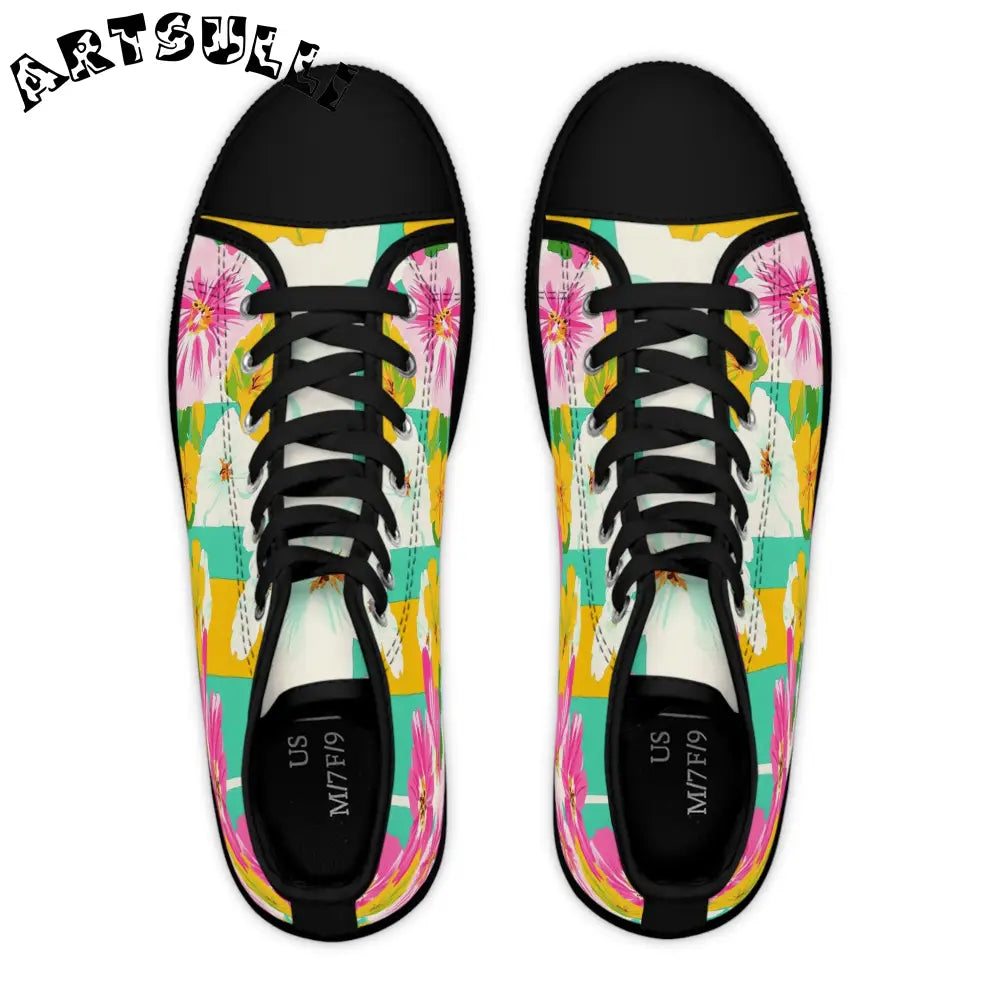Women Floral Canvas High Top Sneakers, Artsulli - Art is Long, Life is Short, Shoes, , , , , , , 