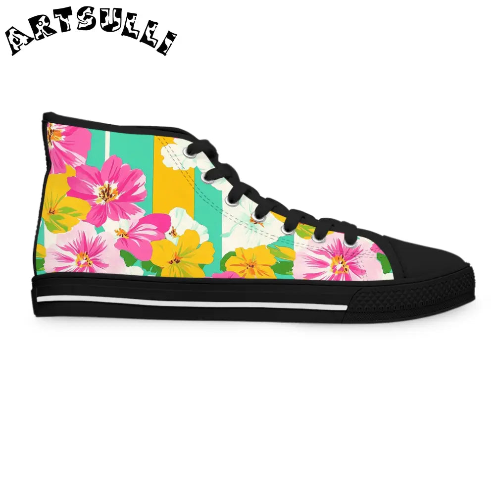 Women Floral Canvas High Top Sneakers, Artsulli - Art is Long, Life is Short, Shoes, , , , , , , 