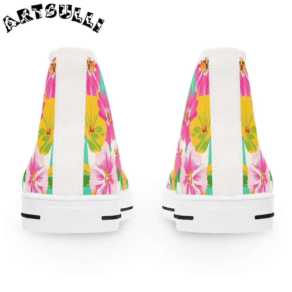 Women Floral Canvas High Top Sneakers, Artsulli - Art is Long, Life is Short, Shoes, , , , , , , 