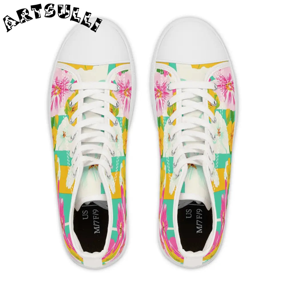 Women Floral Canvas High Top Sneakers, Artsulli - Art is Long, Life is Short, Shoes, , , , , , , 