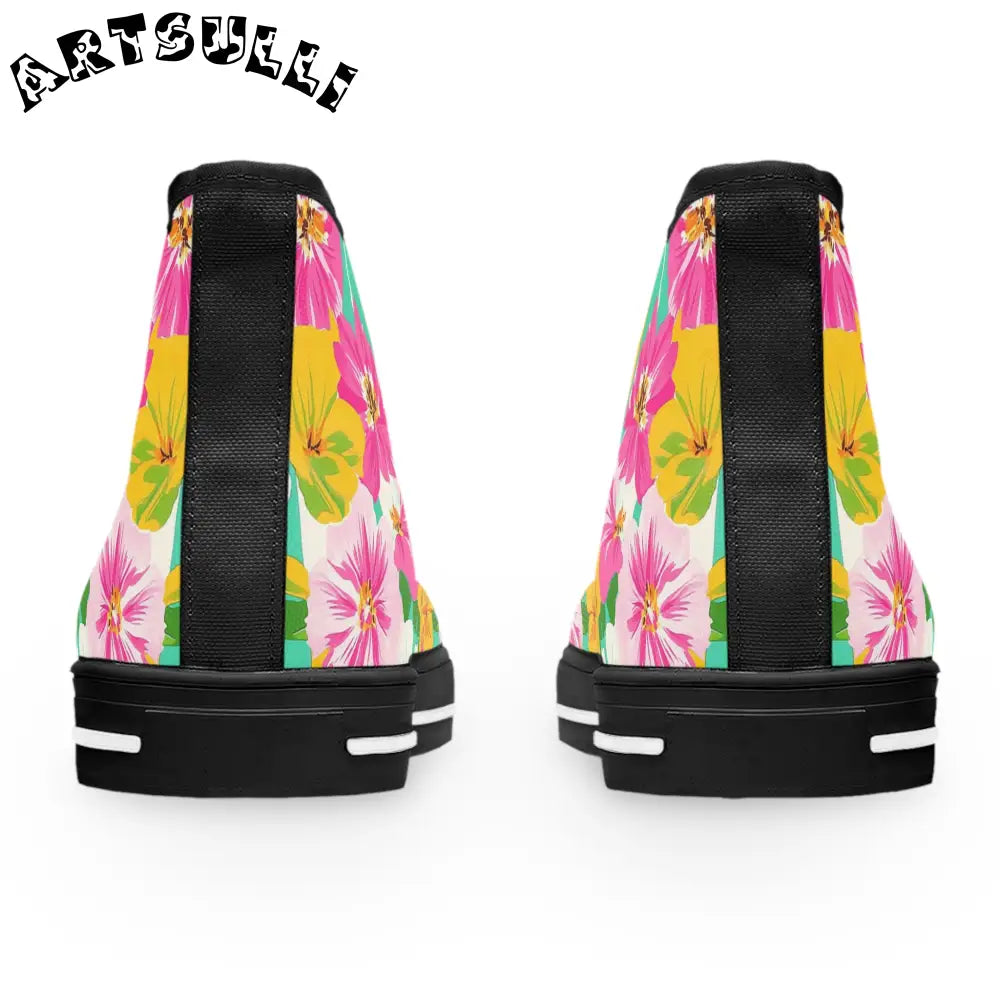 Women Floral Canvas High Top Sneakers, Artsulli - Art is Long, Life is Short, Shoes, , , , , , , 