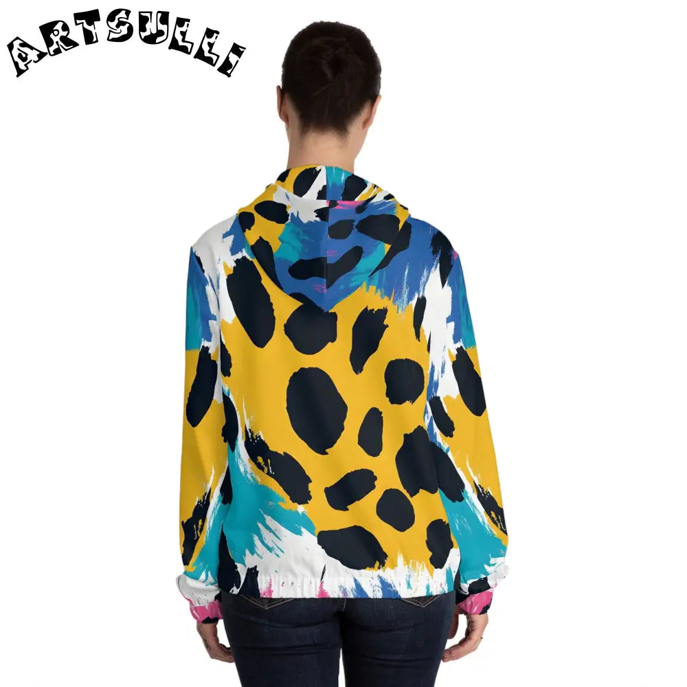 Womens Abstract Animal Print Zip Hoodie, Artsulli - Art is Long, Life is Short, All Over Prints, , , , , , , 