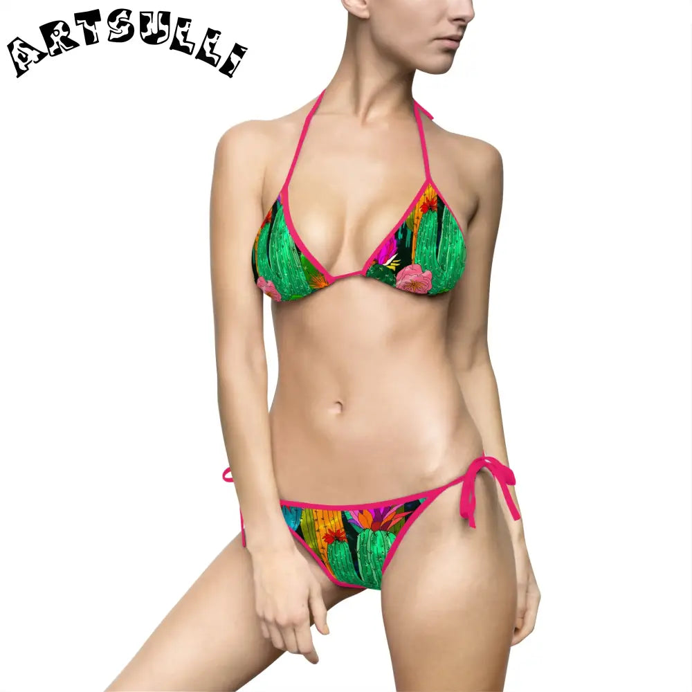 Women's Bikini Swimsuit (AOP), Artsulli - Art is Long, Life is Short, All Over Prints, Size, S, Color, Pink, , , 29529483176558186922