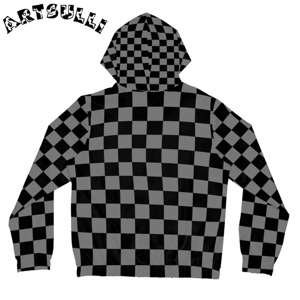 Women's Checkerboard Zip Hoodie, Artsulli - Art is Long, Life is Short, All Over Prints, , , , , , , 