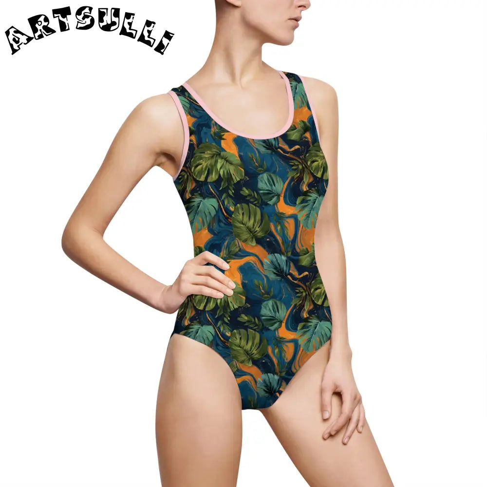 Women's Classic One-Piece Swimsuit (AOP), Artsulli - Art is Long, Life is Short, All Over Prints, Size, XS, Color, Light Pink, , , 25505579958792164988