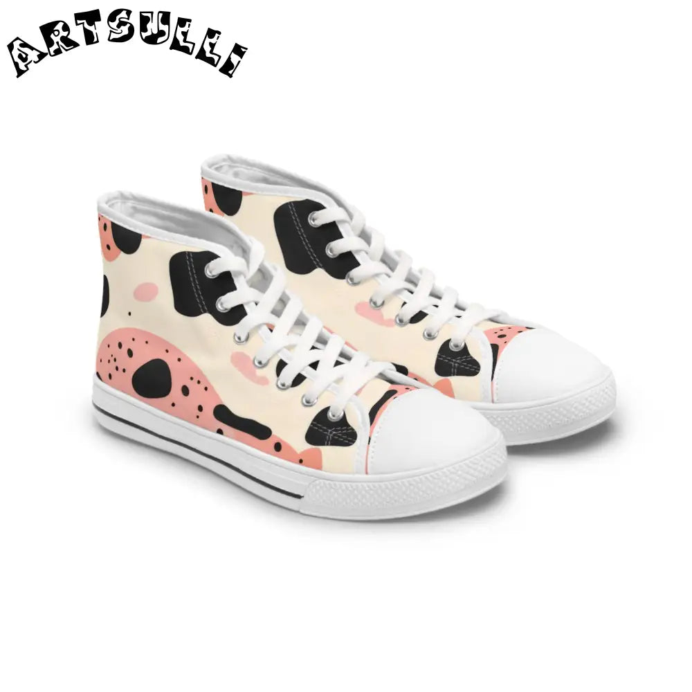 Womens Cow Print Breathable Polyester Canvas High Top Sneakers, Artsulli - Art is Long, Life is Short, Shoes, Size, US 5.5, Color, White sole, , , 86484304434708