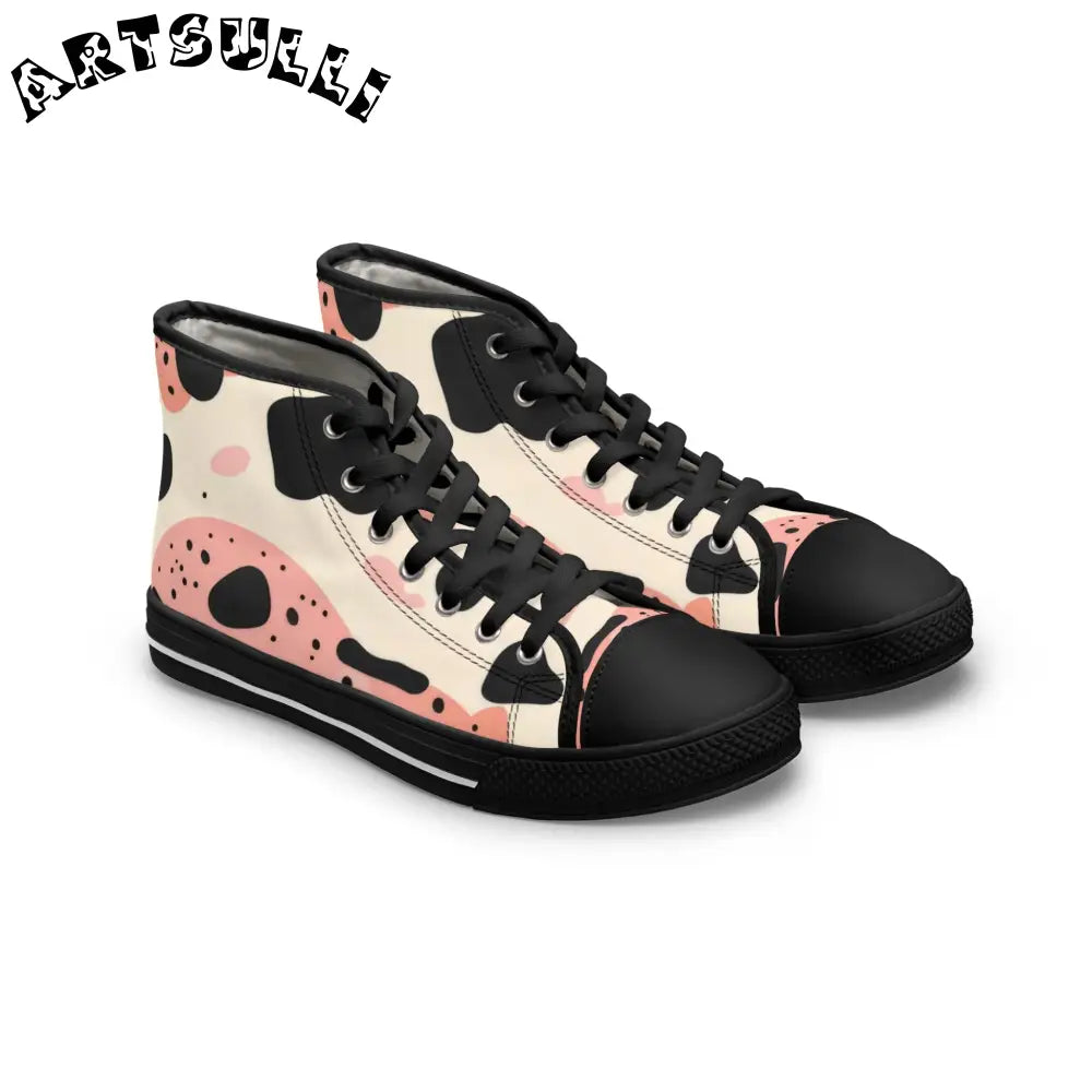 Womens Cow Print Breathable Polyester Canvas High Top Sneakers, Artsulli - Art is Long, Life is Short, Shoes, Size, US 5.5, Color, Black sole, , , 86496290088277