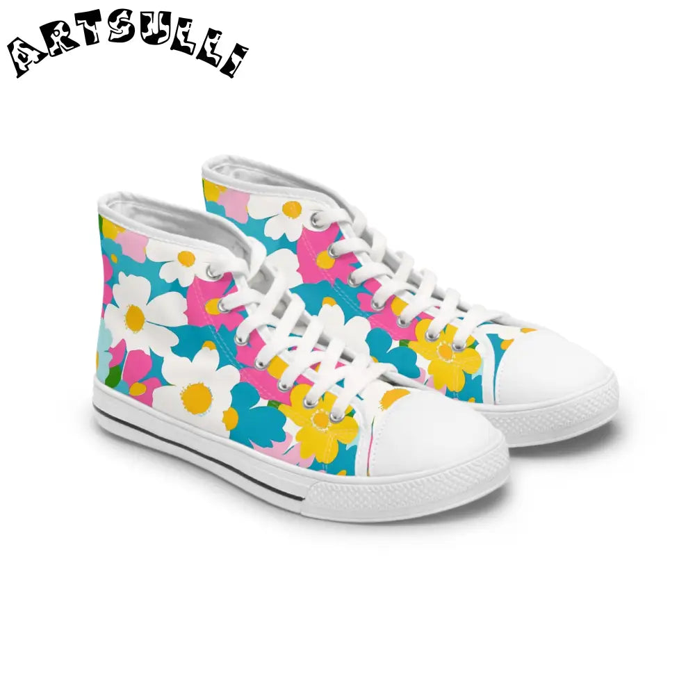 Womens Floral Art Printed Breathable Canvas High Tops, Artsulli - Art is Long, Life is Short, Shoes, Size, US 5.5, Color, White sole, , , 54844581084905