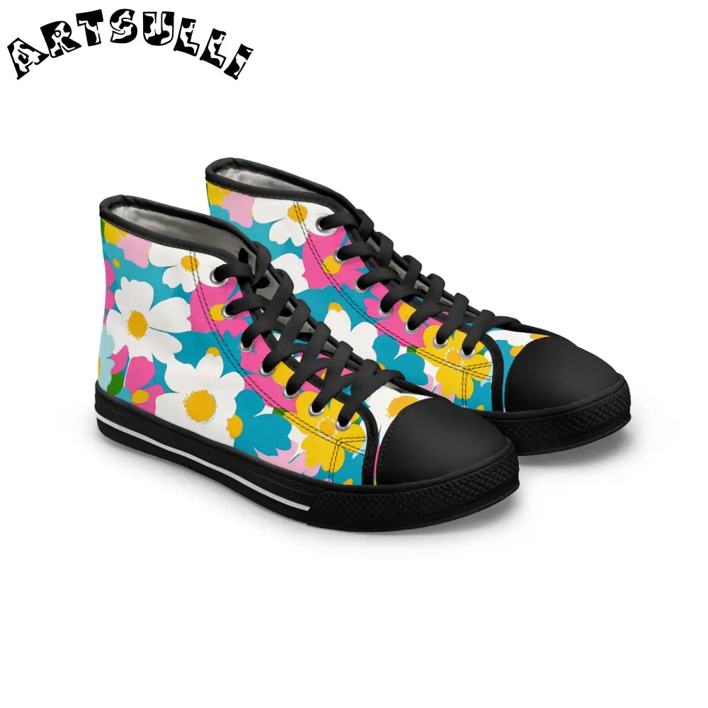 Womens Floral Art Printed Breathable Canvas High Tops, Artsulli - Art is Long, Life is Short, Shoes, Size, US 5.5, Color, Black sole, , , 54855330627188