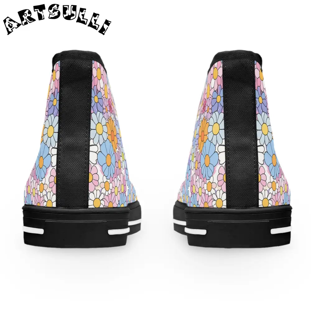 Women's Floral High Top Canvas Sneakers, Artsulli - Art is Long, Life is Short, Shoes, , , , , , , 