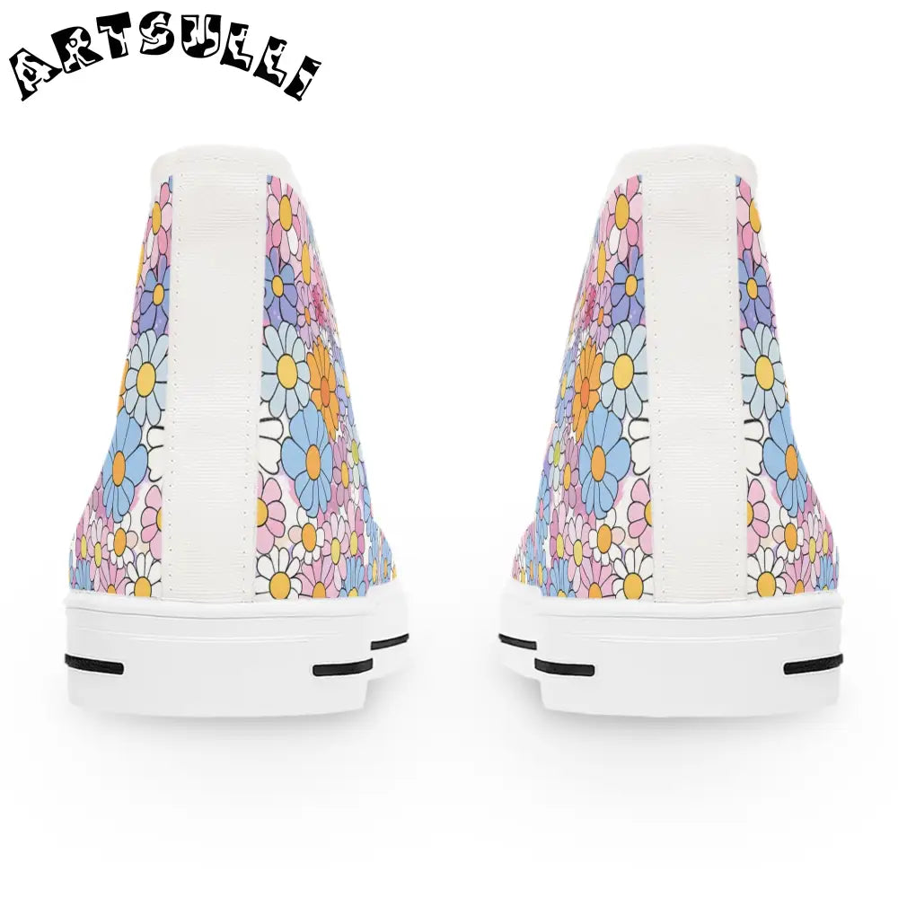 Women's Floral High Top Canvas Sneakers, Artsulli - Art is Long, Life is Short, Shoes, , , , , , , 