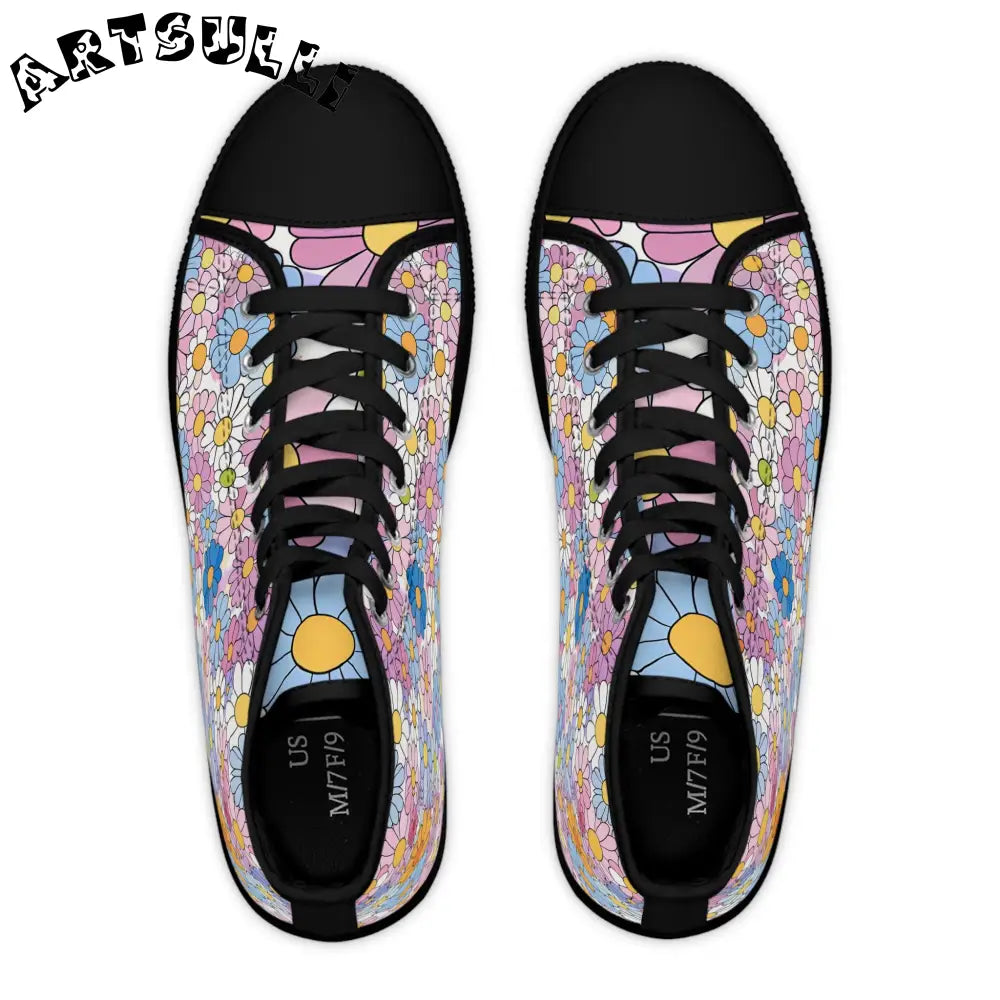 Women's Floral High Top Canvas Sneakers, Artsulli - Art is Long, Life is Short, Shoes, , , , , , , 