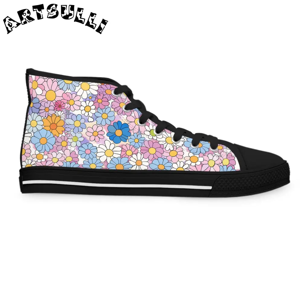 Women's Floral High Top Canvas Sneakers, Artsulli - Art is Long, Life is Short, Shoes, , , , , , , 