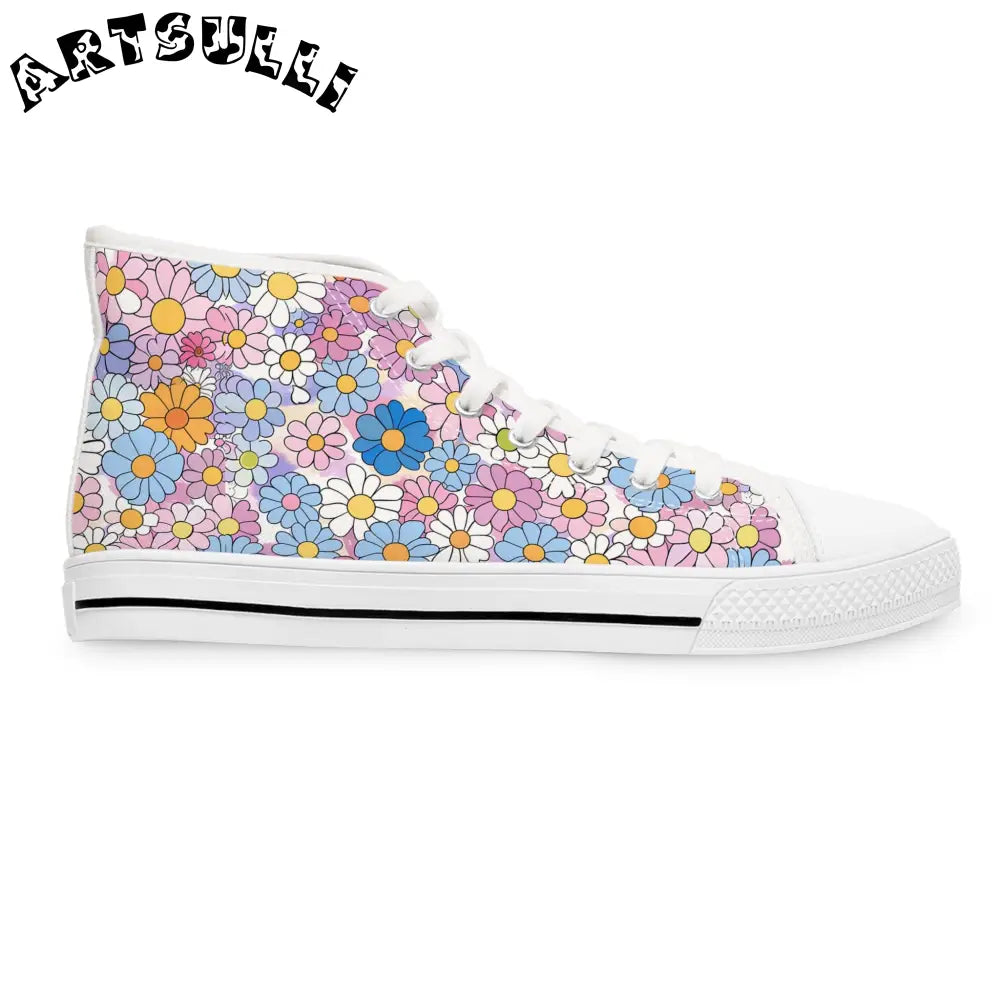 Women's Floral High Top Canvas Sneakers, Artsulli - Art is Long, Life is Short, Shoes, , , , , , , 