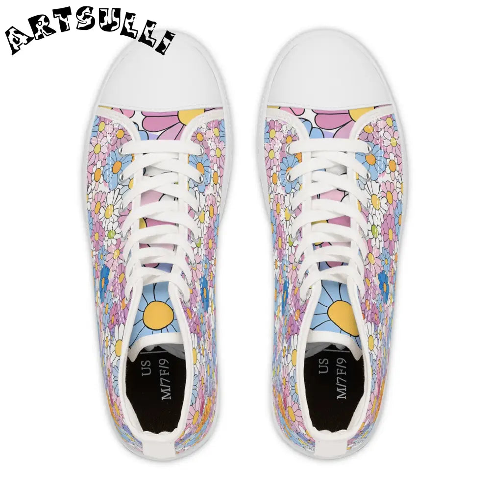Women's Floral High Top Canvas Sneakers, Artsulli - Art is Long, Life is Short, Shoes, , , , , , , 