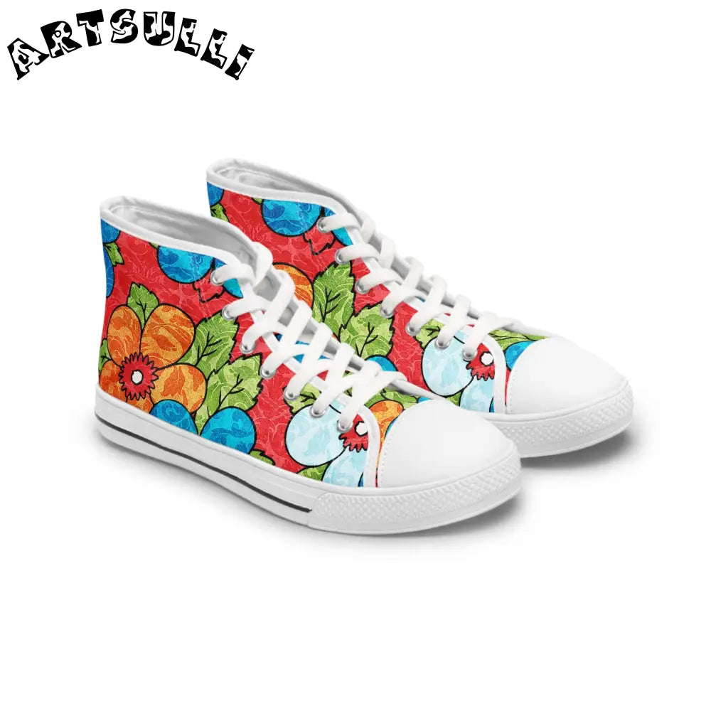 Women's Floral High Tops with Breathable Polyester Canvas, Artsulli - Art is Long, Life is Short, Shoes, Size, US 5.5, Color, White sole, , , 32963986734697586659