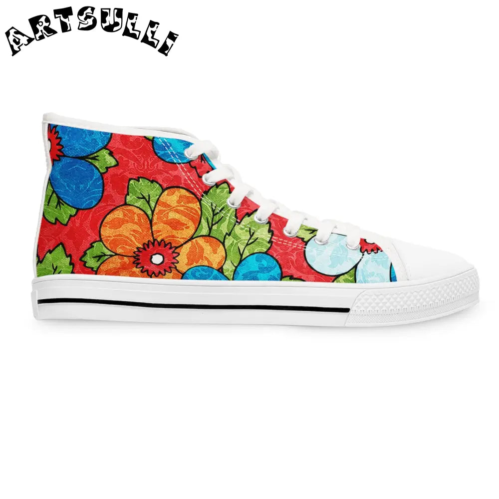 Women's Floral High Tops with Breathable Polyester Canvas, Artsulli - Art is Long, Life is Short, Shoes, , , , , , , 
