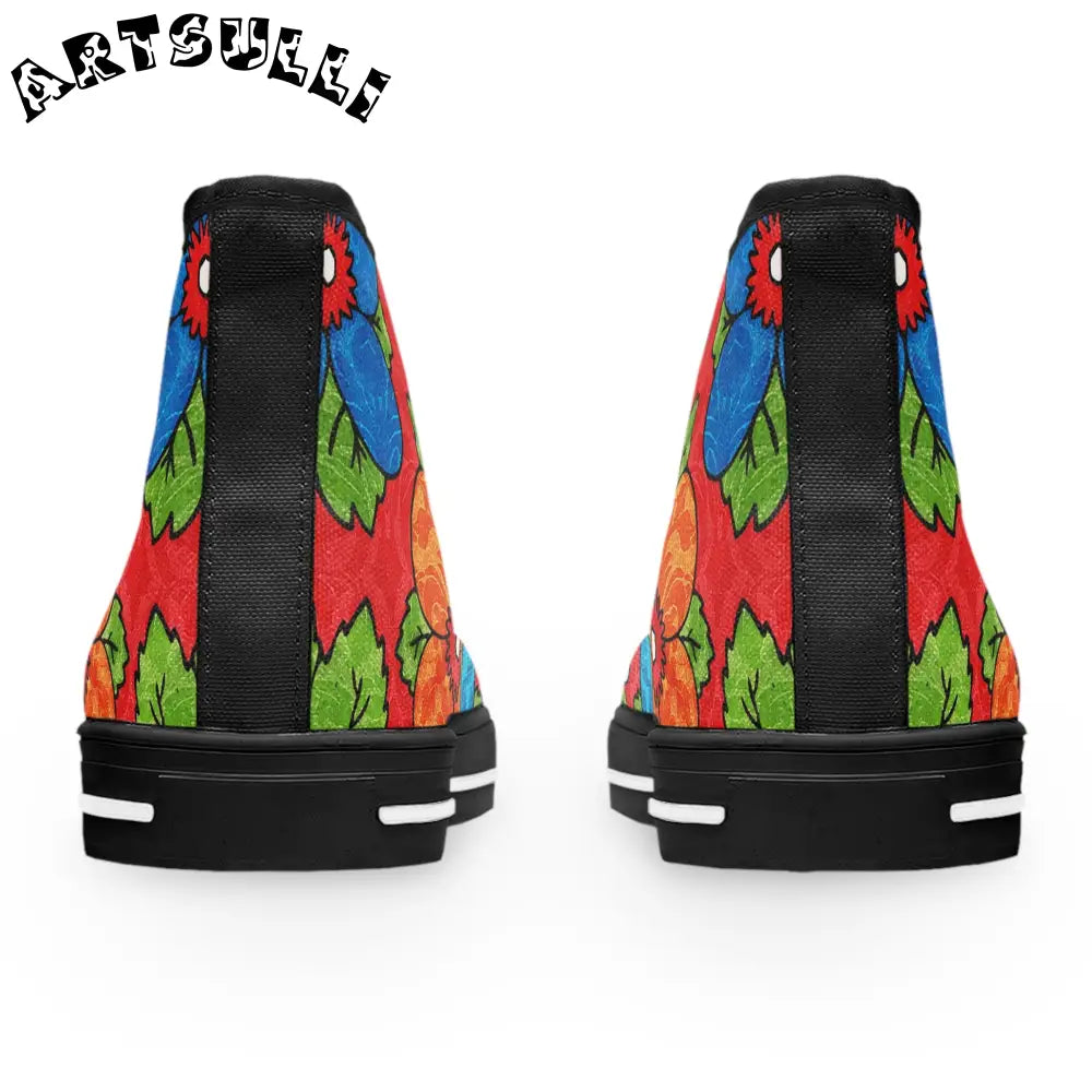 Women's Floral High Tops with Breathable Polyester Canvas, Artsulli - Art is Long, Life is Short, Shoes, , , , , , , 