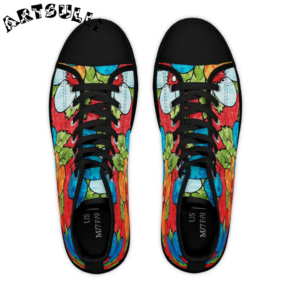 Women's Floral High Tops with Breathable Polyester Canvas, Artsulli - Art is Long, Life is Short, Shoes, , , , , , , 