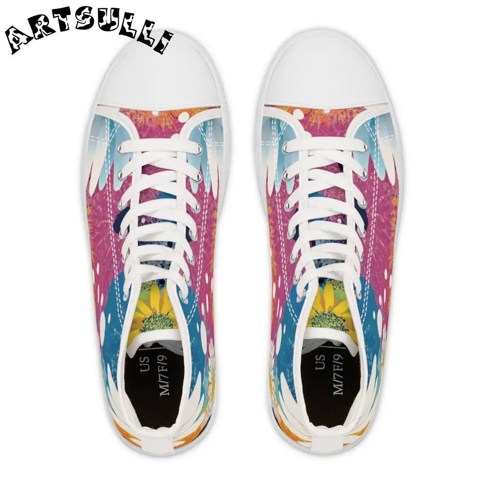 Women's High Floral Breathable Polyester Canvas Sneakers, Artsulli - Art is Long, Life is Short, Shoes, , , , , , , 