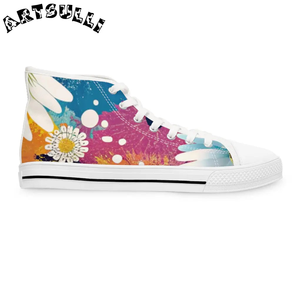 Women's High Floral Breathable Polyester Canvas Sneakers, Artsulli - Art is Long, Life is Short, Shoes, , , , , , , 