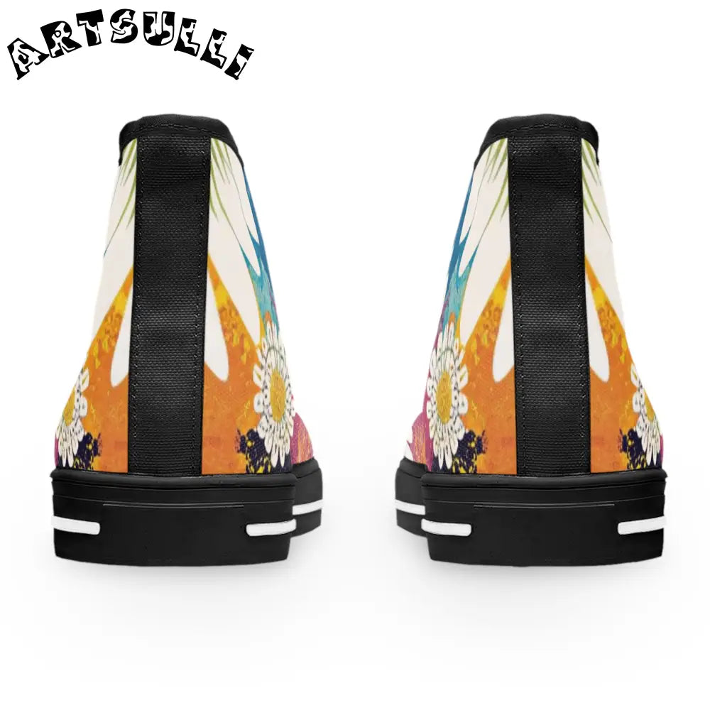 Women's High Floral Breathable Polyester Canvas Sneakers, Artsulli - Art is Long, Life is Short, Shoes, , , , , , , 