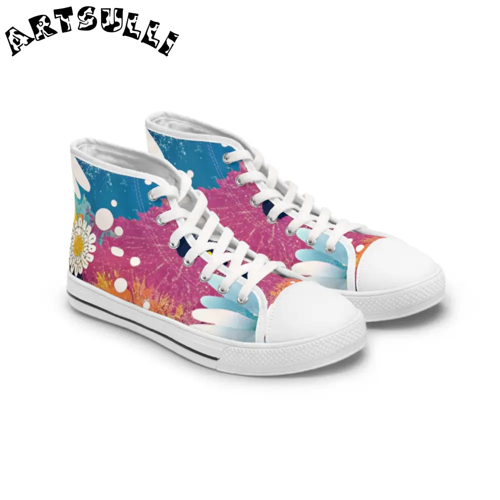 Women's High Floral Breathable Polyester Canvas Sneakers, Artsulli - Art is Long, Life is Short, Shoes, Size, US 5.5, Color, White sole, , , 19014171321281120425