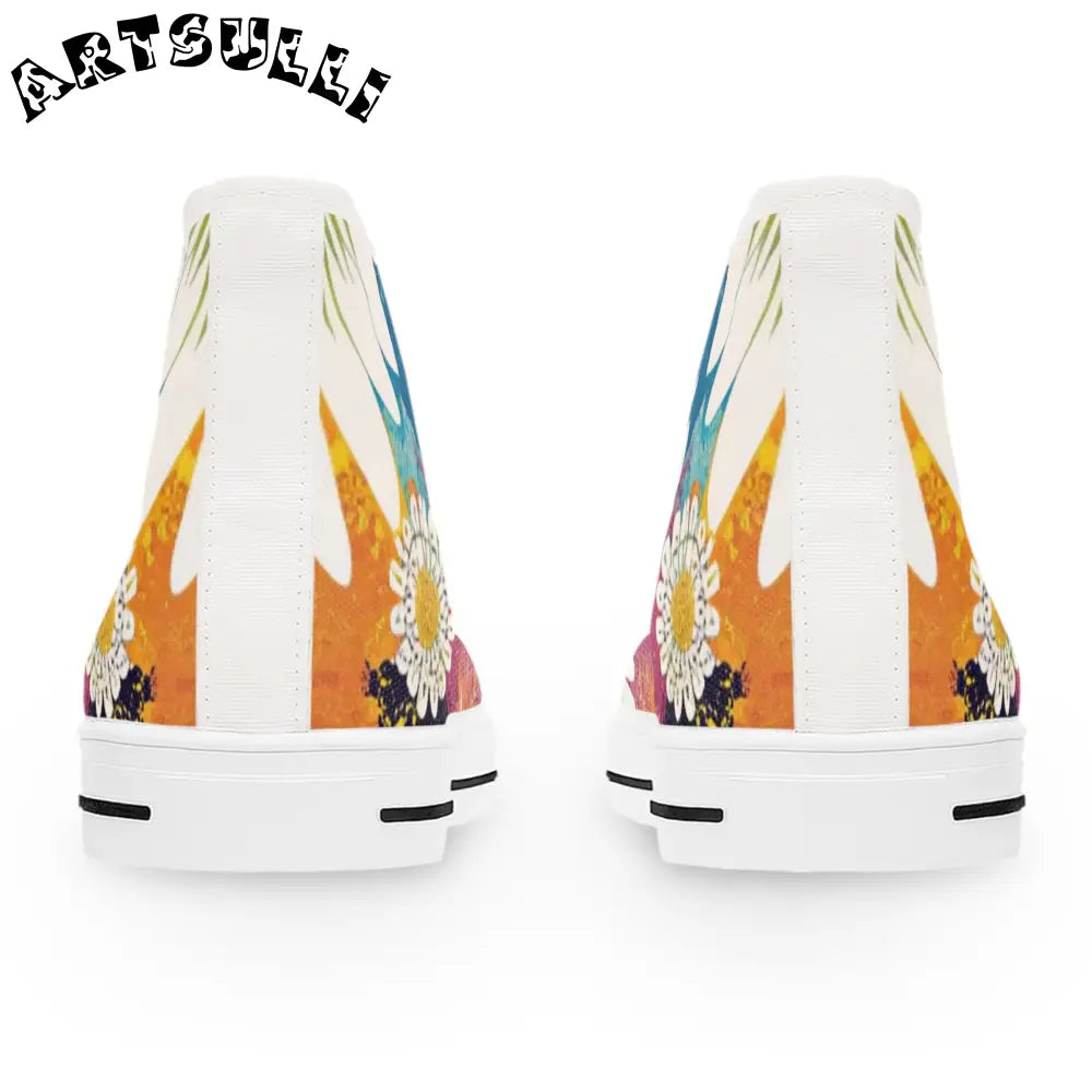 Women's High Floral Breathable Polyester Canvas Sneakers, Artsulli - Art is Long, Life is Short, Shoes, , , , , , , 