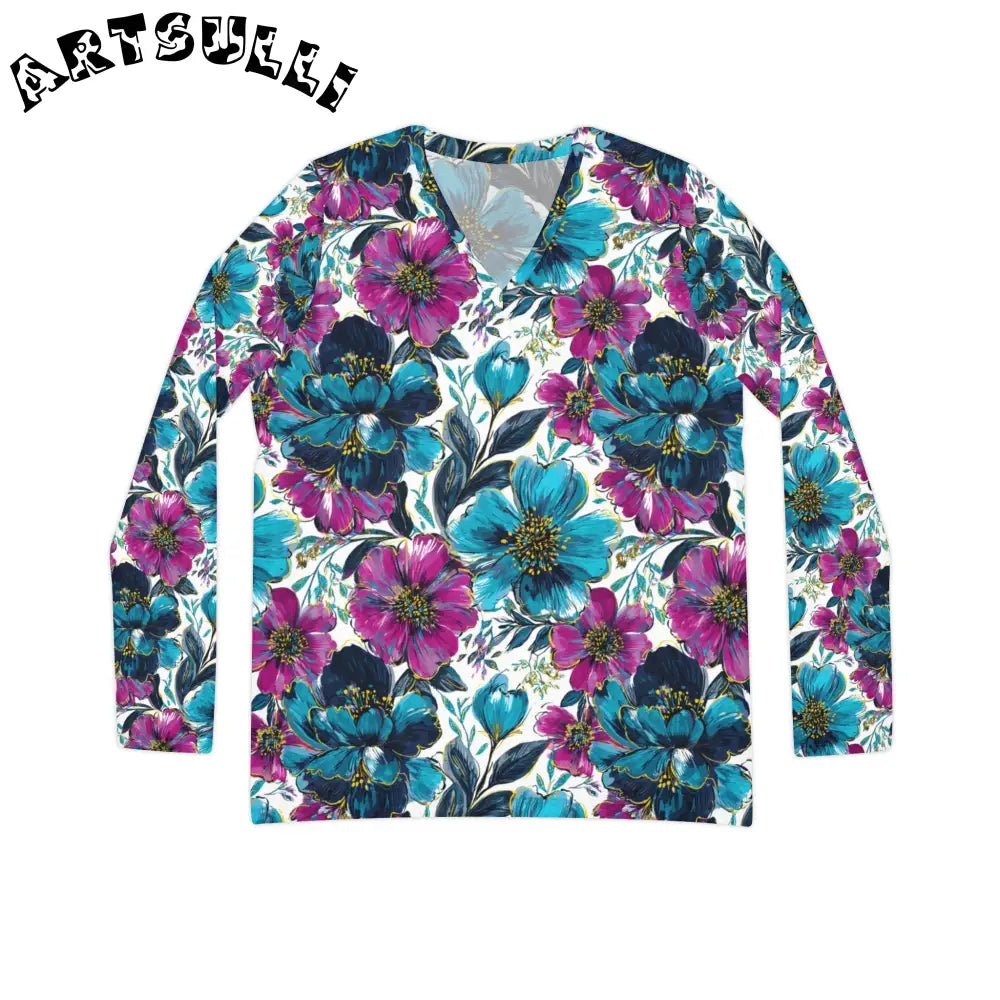 Women's Long Sleeve V-neck Shirt (AOP), Artsulli - Art is Long, Life is Short, All Over Prints, Size, XS, , , , , 15936704364494451687