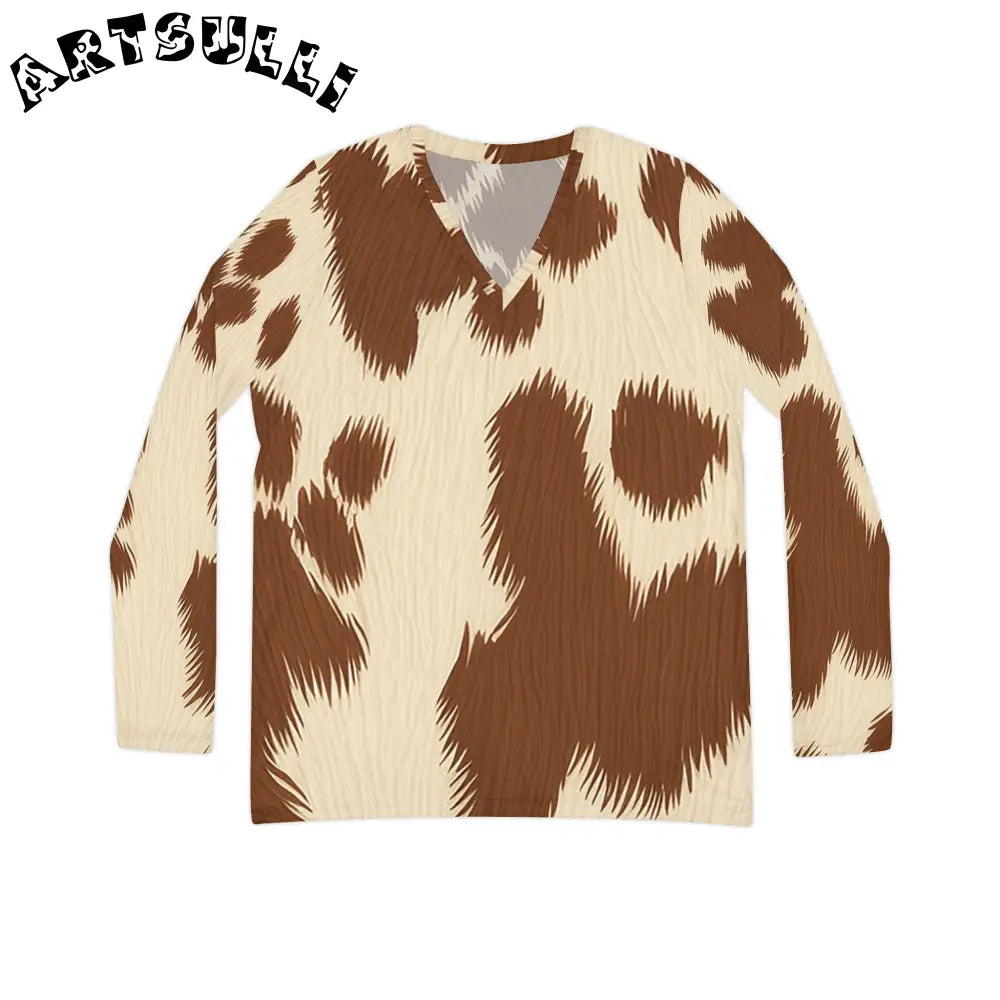Women's Long Sleeve V-neck Shirt (AOP), Artsulli - Art is Long, Life is Short, All Over Prints, Size, XS, , , , , 14380394831262642447