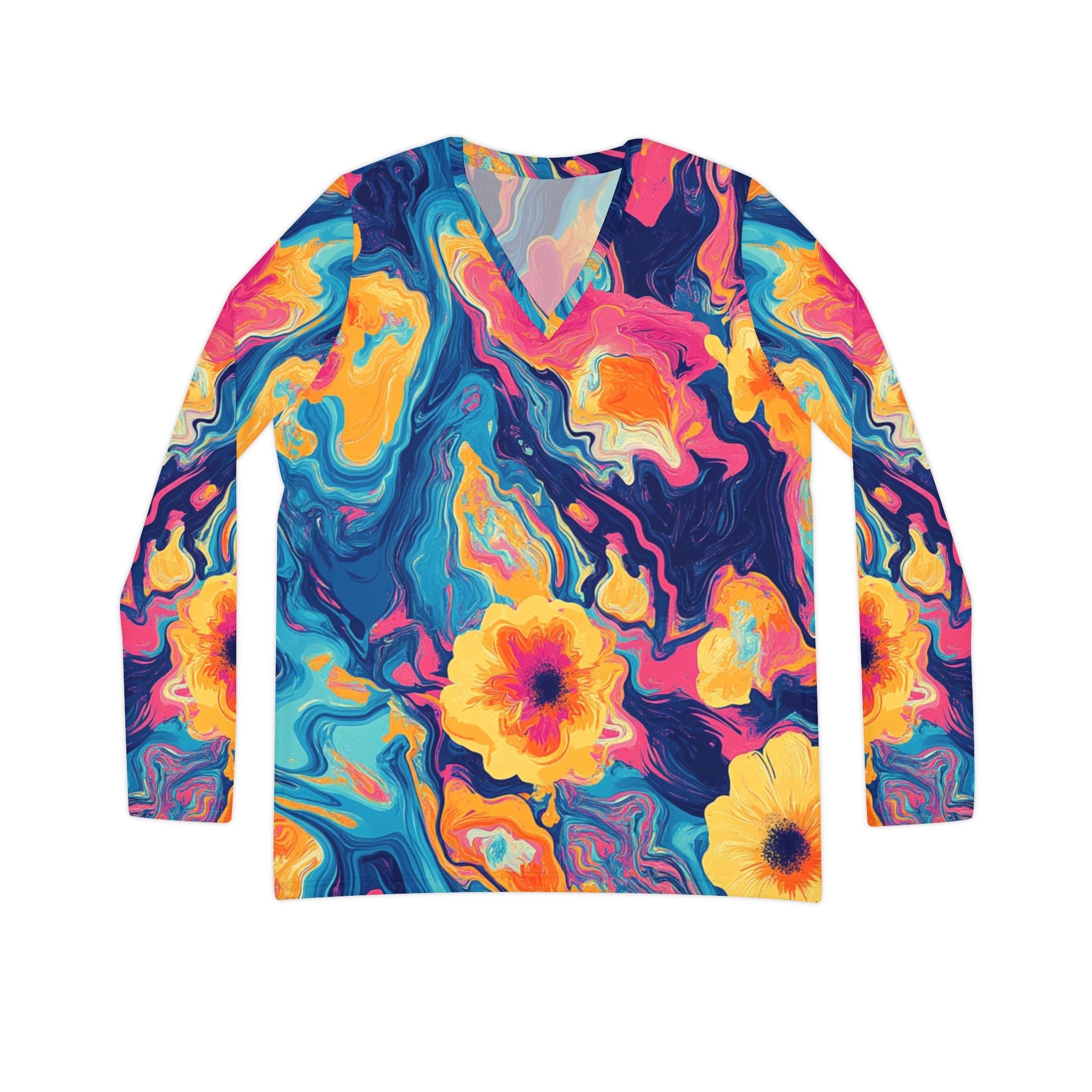 Printify Women’s Long Sleeve V-neck Shirt (AOP) 2025