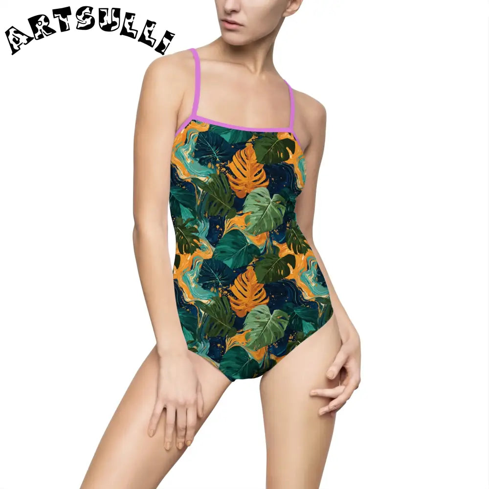 Women's One-piece Swimsuit (AOP), Artsulli - Art is Long, Life is Short, All Over Prints, Size, XS, Color, Purple, , , 10615433923005924105