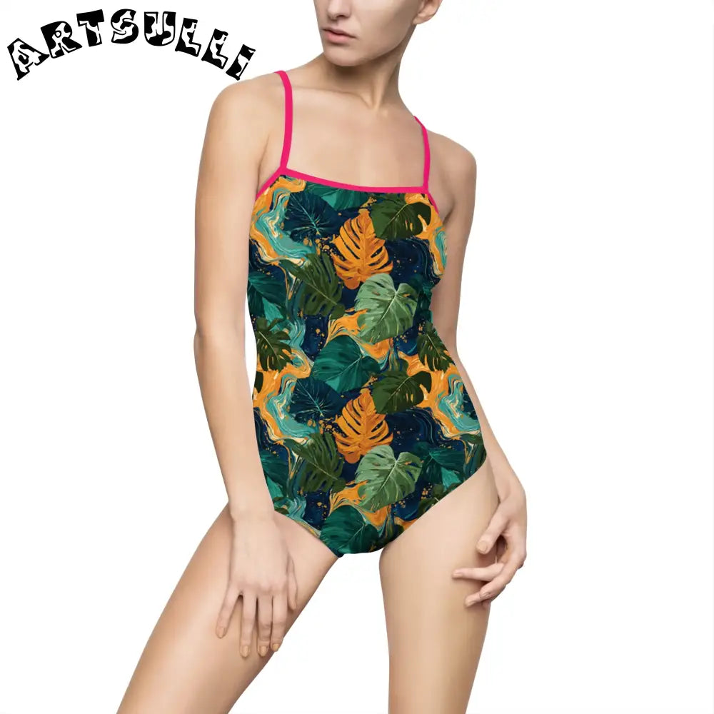 Women's One-piece Swimsuit (AOP), Artsulli - Art is Long, Life is Short, All Over Prints, Size, XS, Color, Pink, , , 61553598937185231242