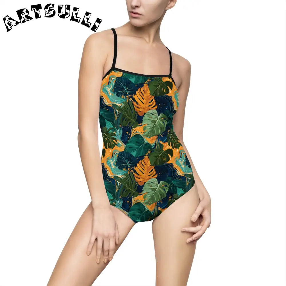 Women's One-piece Swimsuit (AOP), Artsulli - Art is Long, Life is Short, All Over Prints, Size, XS, Color, Black, , , 31973773651662773104