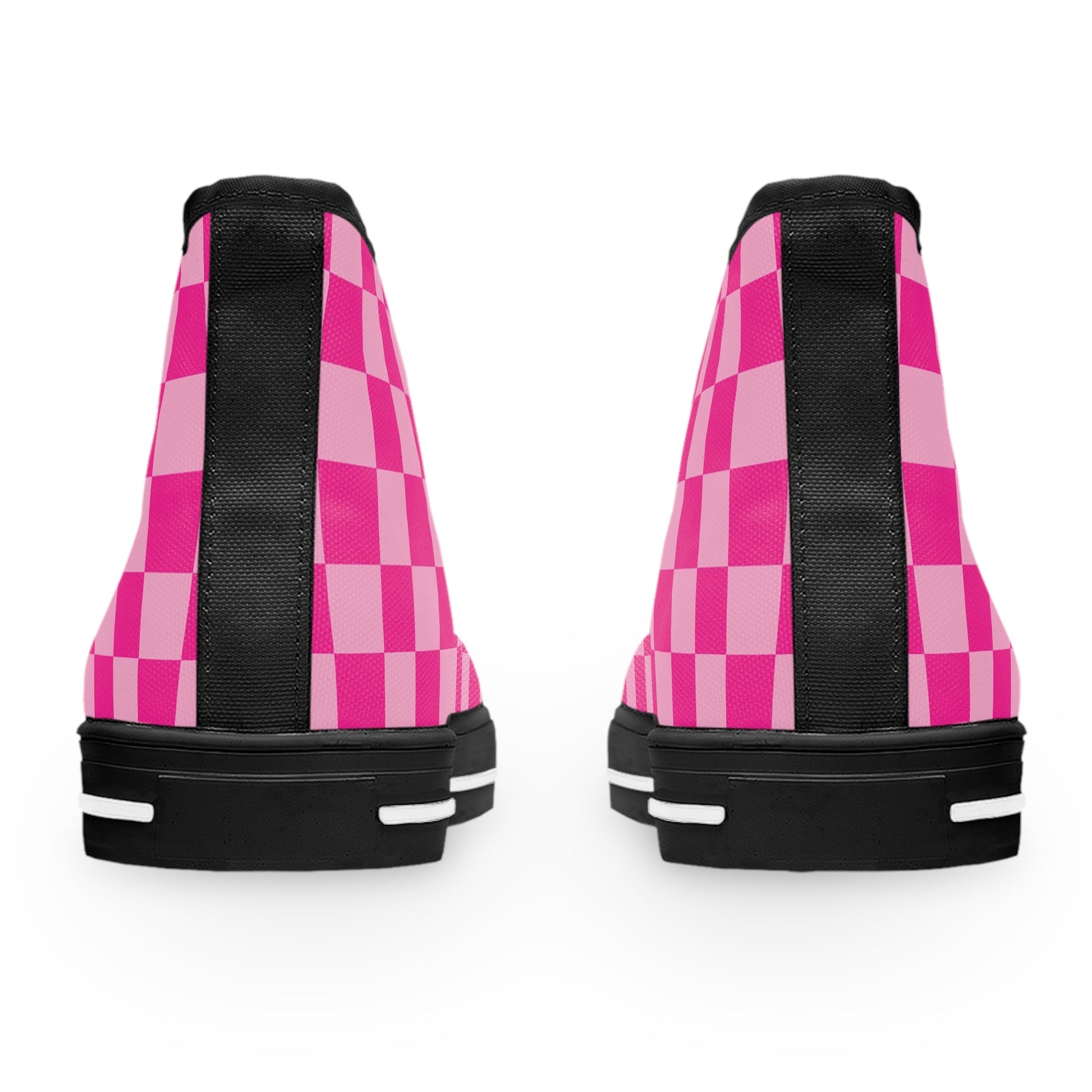 Women's Pink Checkered Canvas High Tops, Artsulli - Art is Long, Life is Short, Shoes, , , , , , , 