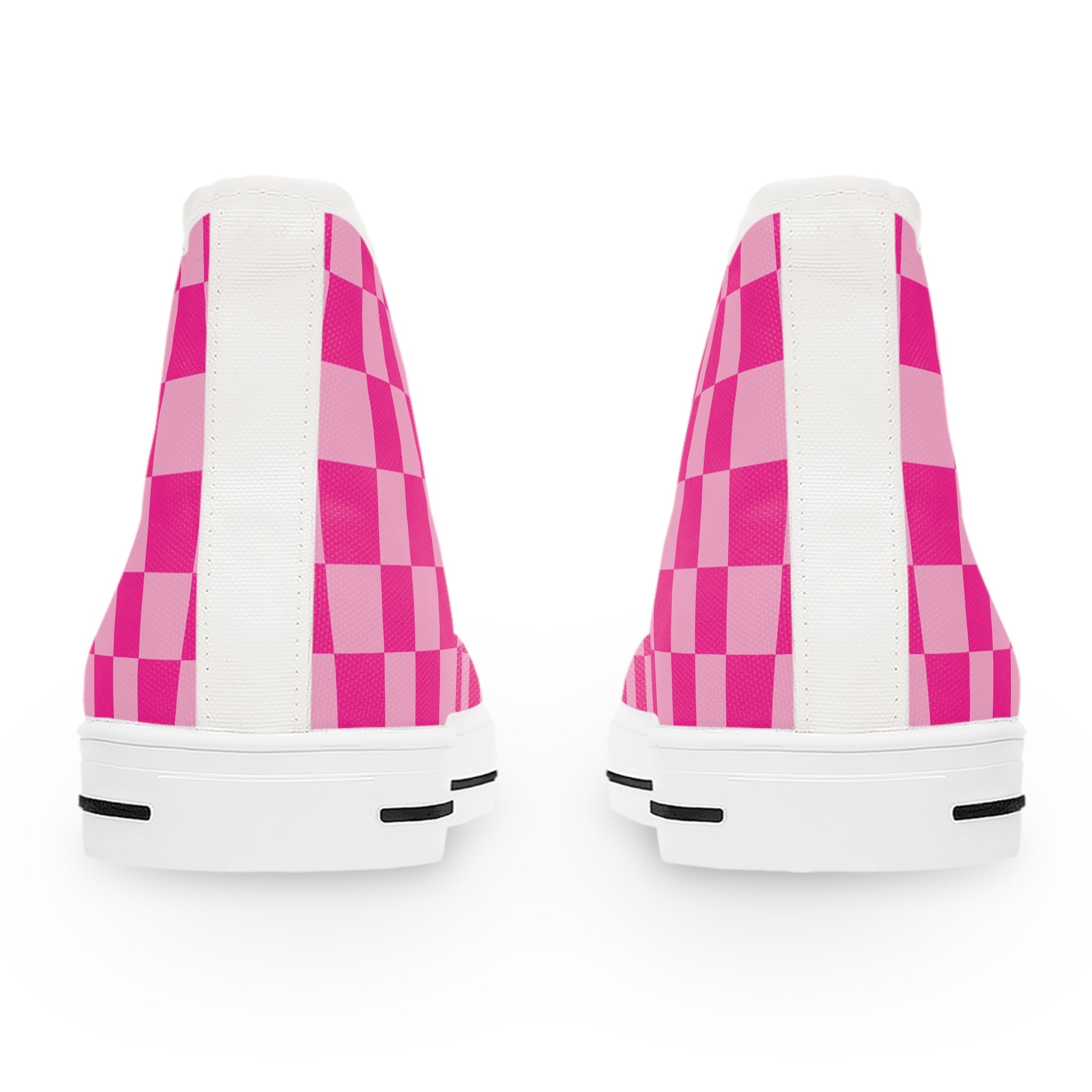 Women's Pink Checkered Canvas High Tops, Artsulli - Art is Long, Life is Short, Shoes, , , , , , , 