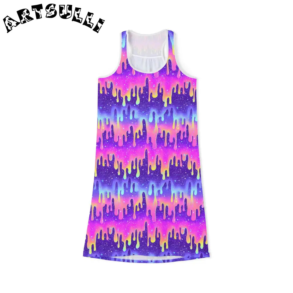 Women's Racerback Dress (AOP), Artsulli - Art is Long, Life is Short, Tank Top, Size, XS, Color, White, , , 32406490689067964391