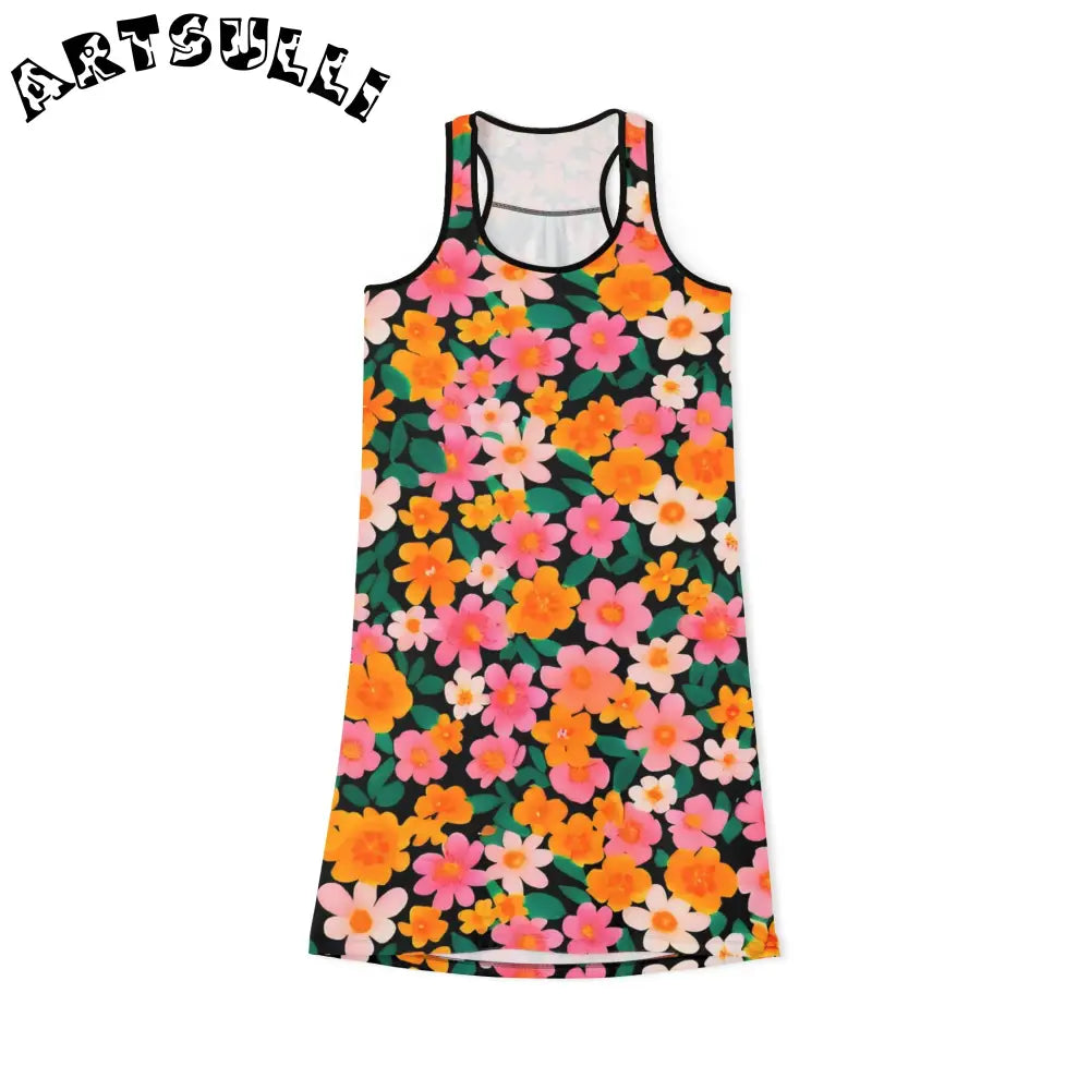 Women's Racerback Dress (AOP), Artsulli - Art is Long, Life is Short, Tank Top, Size, XS, Color, Black, , , 42409182876649501401