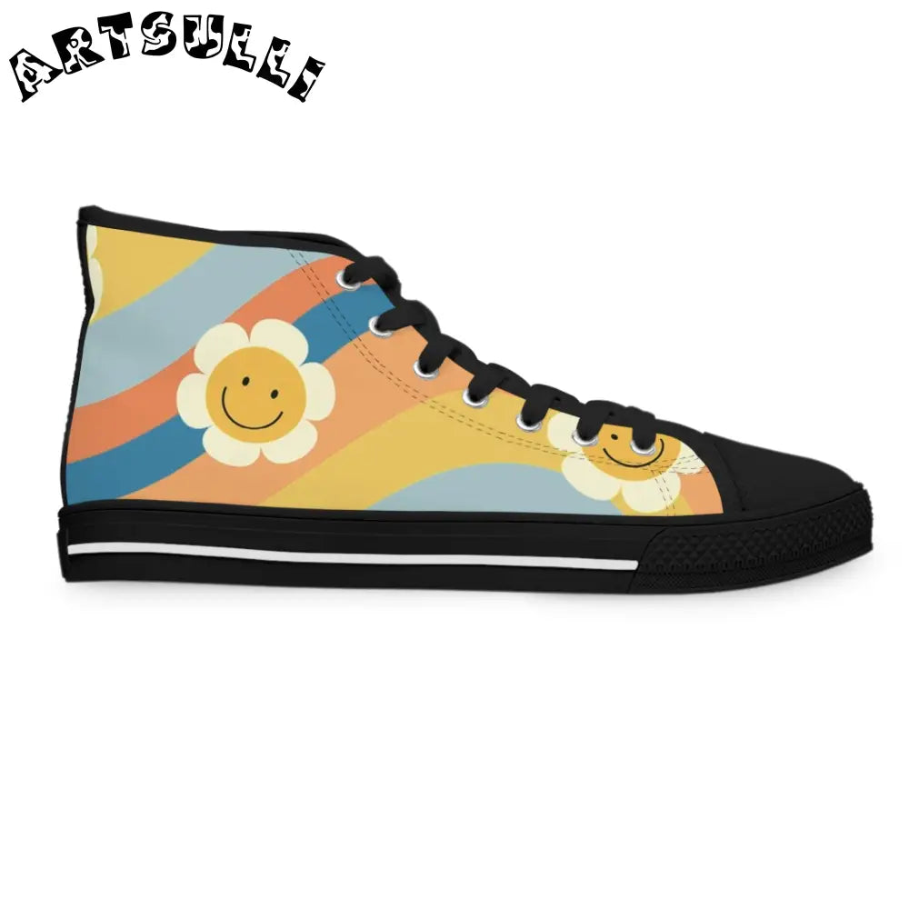 Womens Rainbow Flower Breathable Polyester Canvas High Tops, Artsulli - Art is Long, Life is Short, Shoes, , , , , , , 