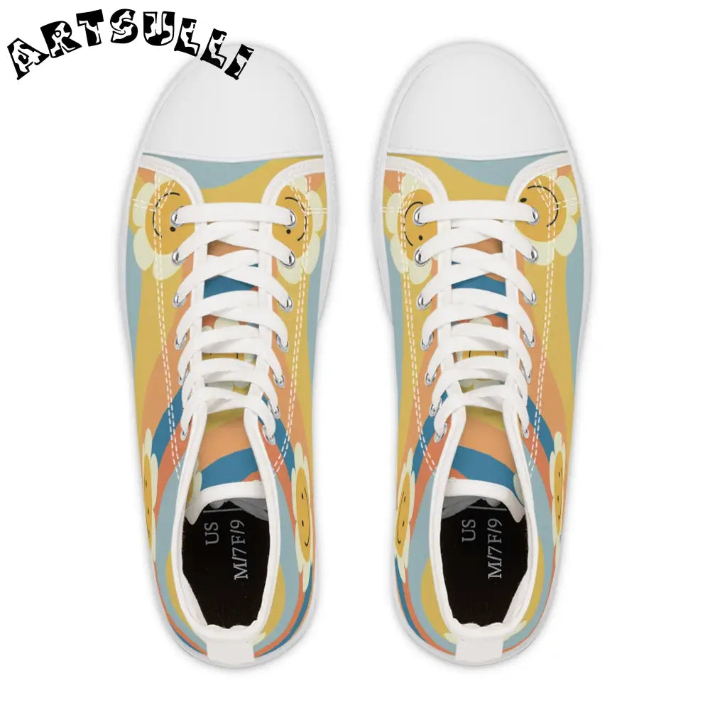 Womens Rainbow Flower Breathable Polyester Canvas High Tops, Artsulli - Art is Long, Life is Short, Shoes, , , , , , , 