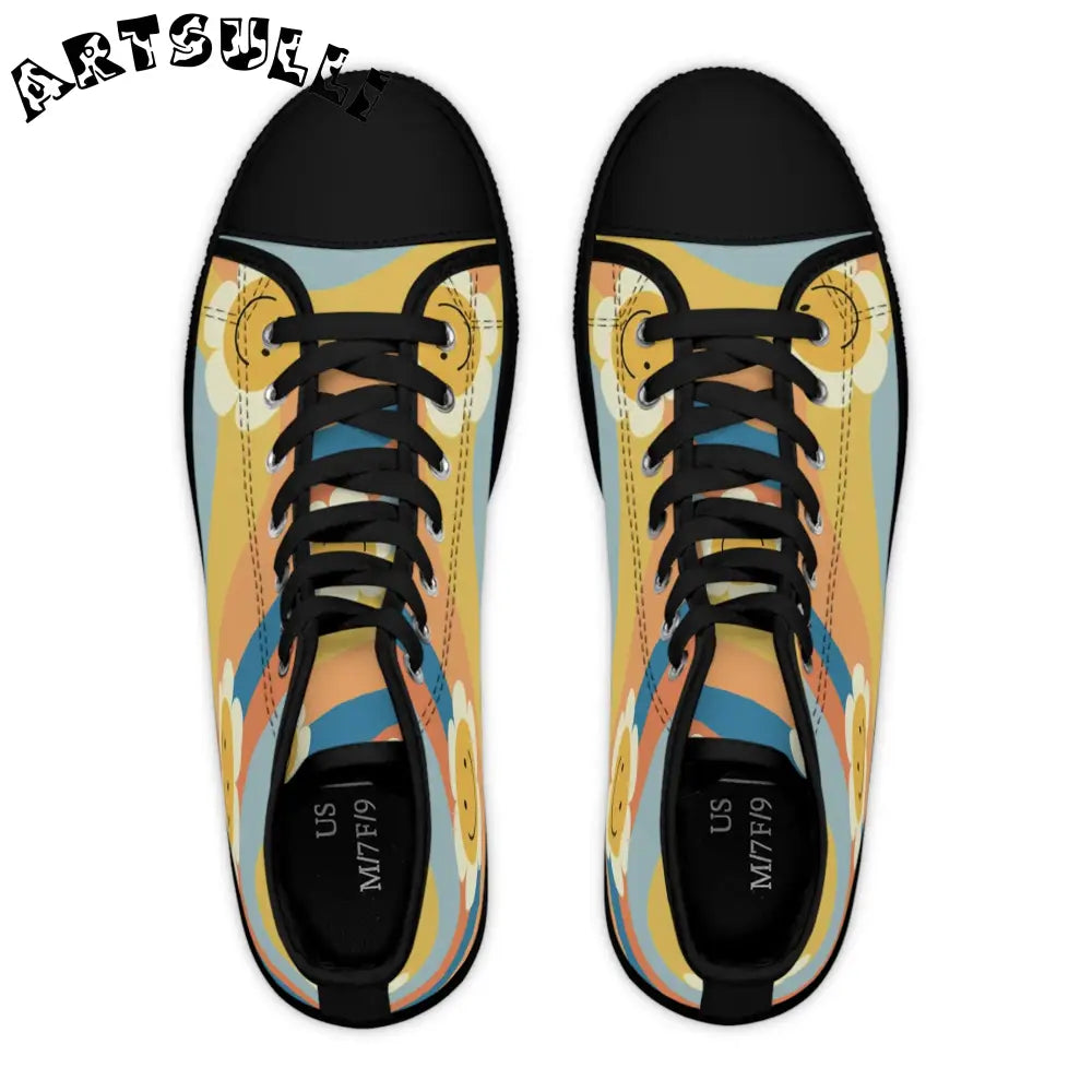 Womens Rainbow Flower Breathable Polyester Canvas High Tops, Artsulli - Art is Long, Life is Short, Shoes, , , , , , , 